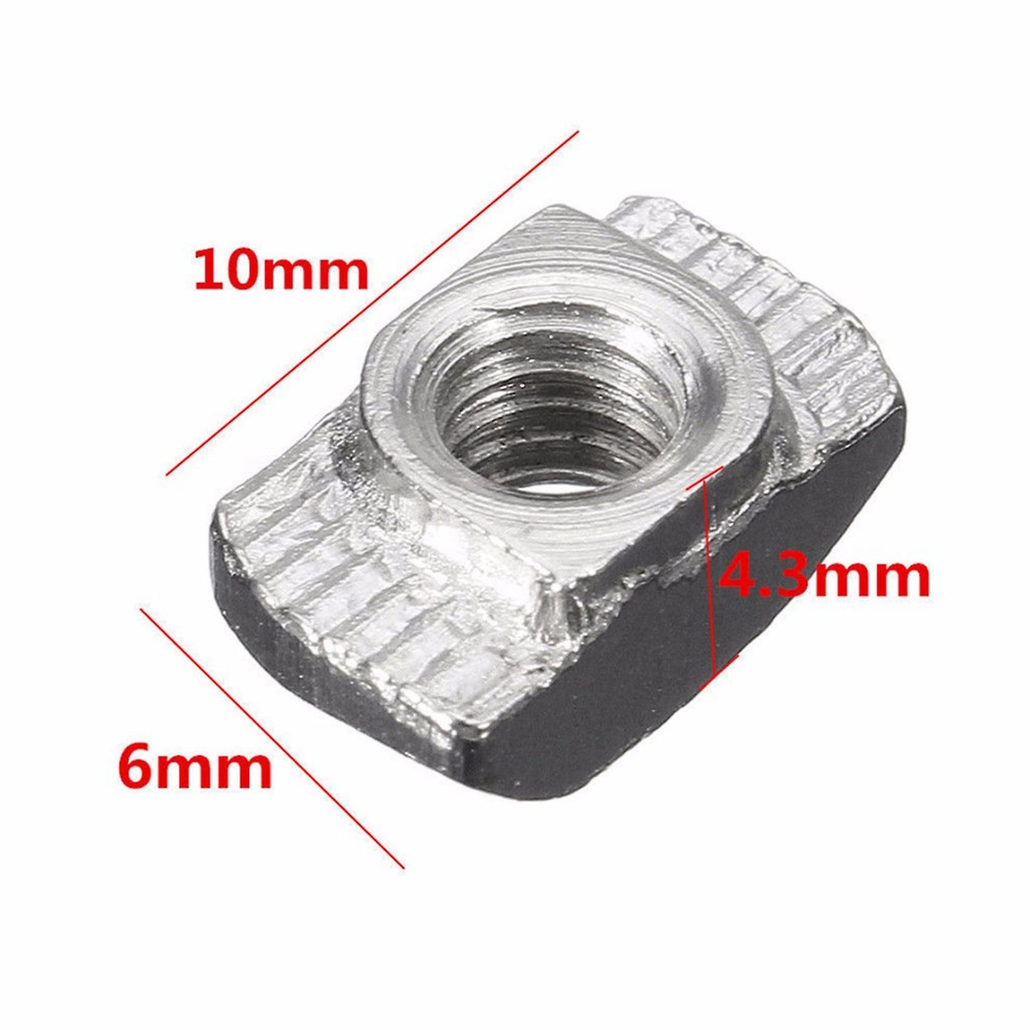 100pcs M4-20 T-nut Thread T Slot Hammer Head Drop In Nut Silver