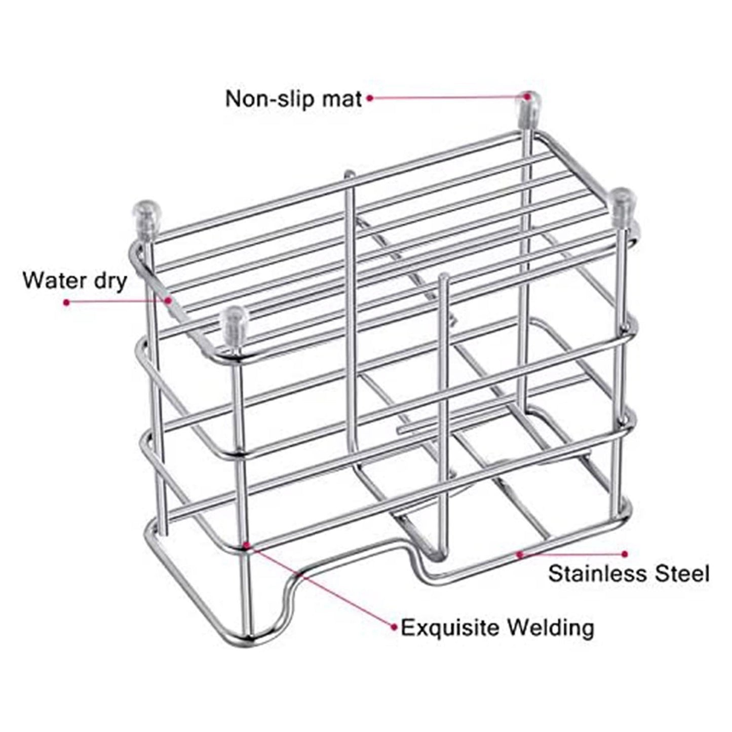 5 Slots Silver Stainless Steel Bathroom Small Space Storage Rack
