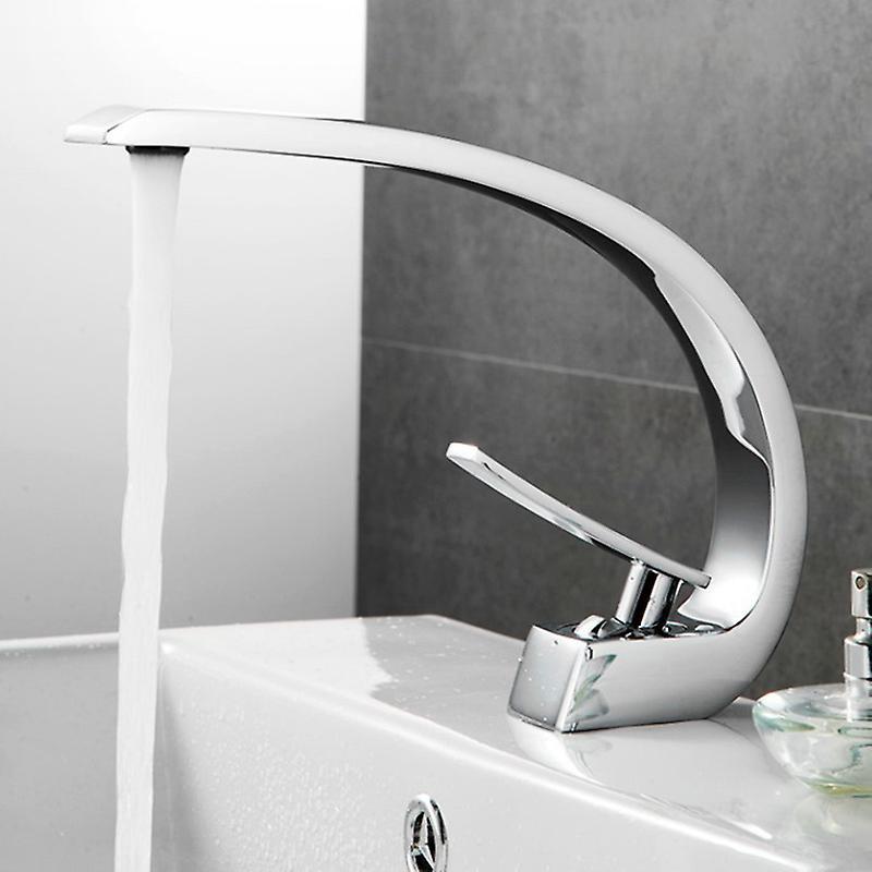 Spout Mixer Faucet Kitchen Bathroom Faucet Single Hole Wall Silver