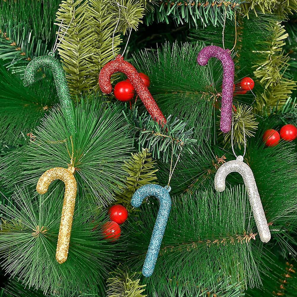 Shiny Crutch Merry Christmas Decoration Pvc Color Xmas Tree Hanging