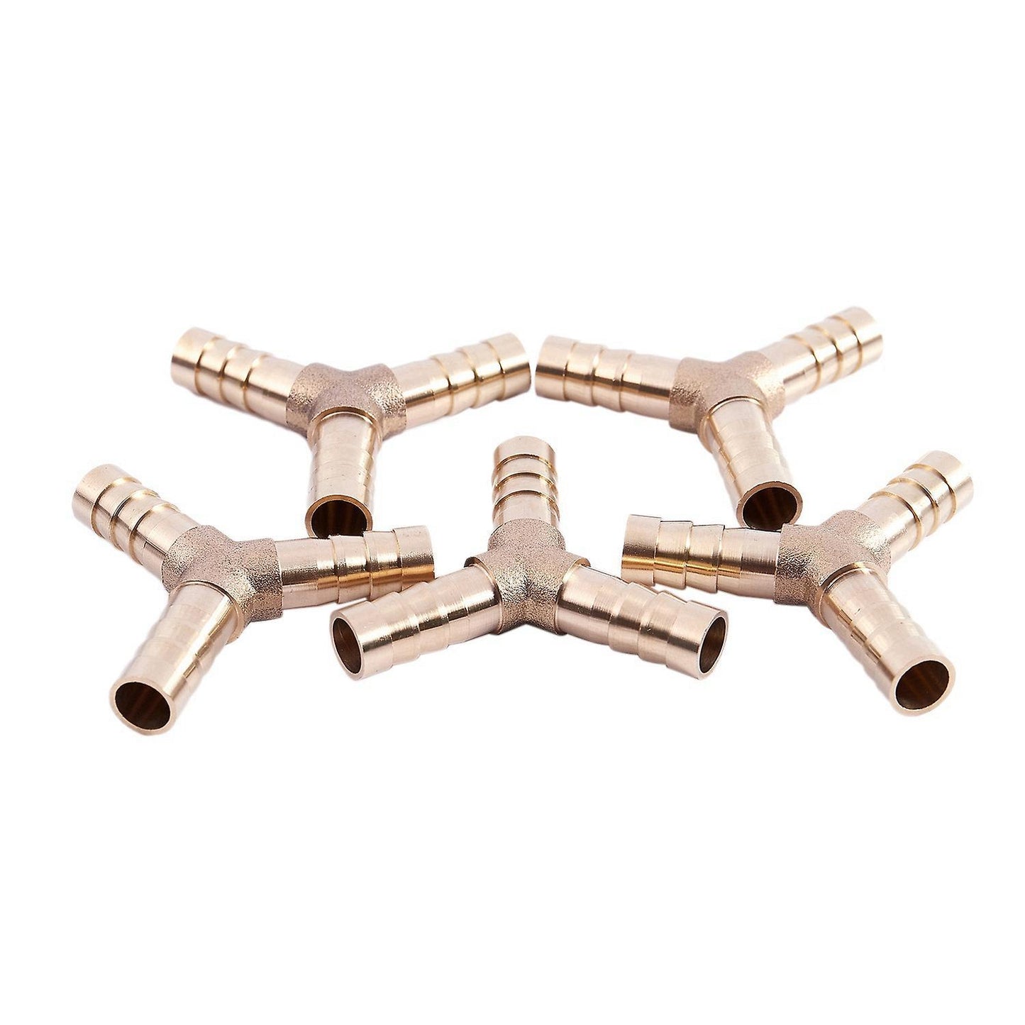 5pcs 8mm 3 Ways Y-piece Brass Air Gas Hose Barb Tube Coupler