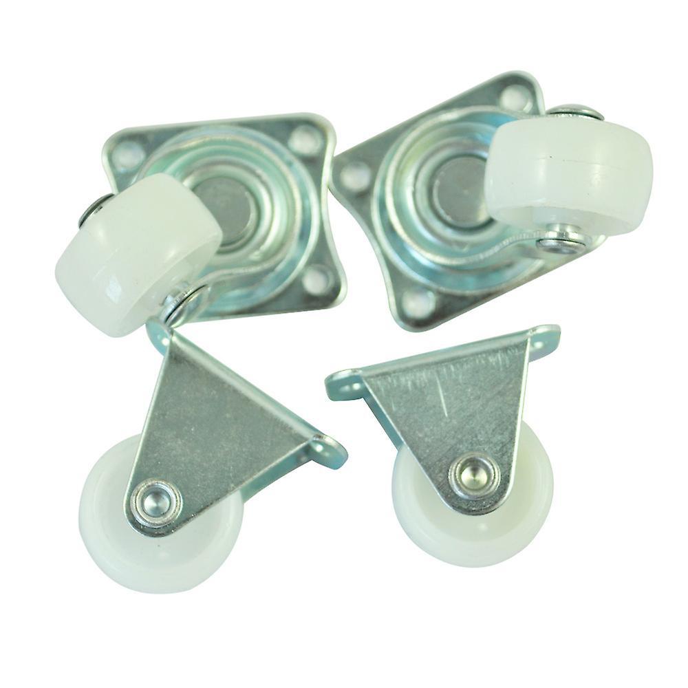 4 Pcs 1" Plastic Wheel Rectangle Top Plate Fixed Swivel Caster Set