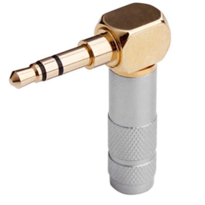 3.5mm L Shape Jack Gold Plated 90 Degree Angle Audio Plug Silver