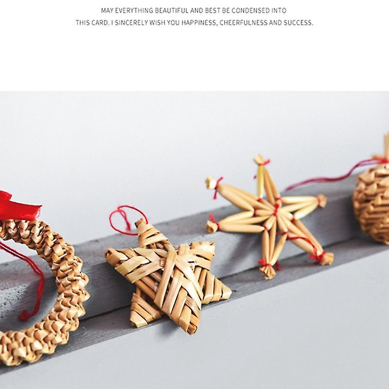 1set Christmas Straw Pendant Christmas Tree Ornaments B