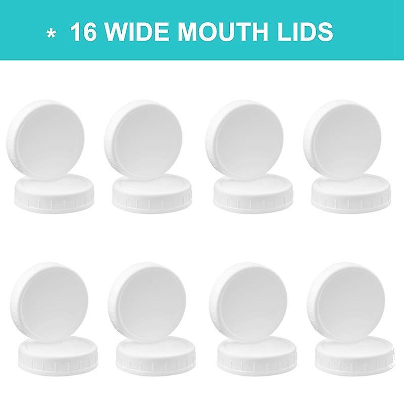 16 Pack Regular Mouth Mason Jar Lids,plastic Storage Caps for Canning