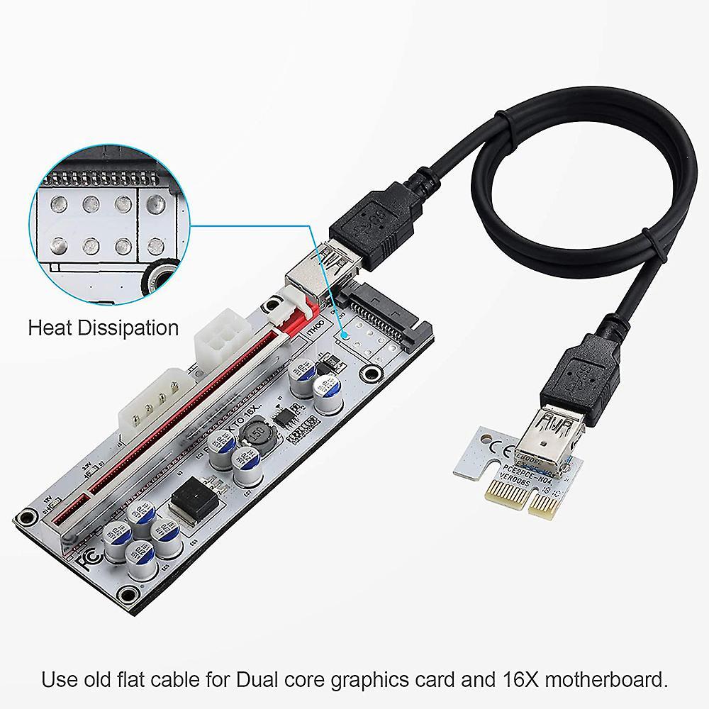 1pack Mining Riser Card, 6pin / 4pin / Sata, for Bitcoin, Eth Mining