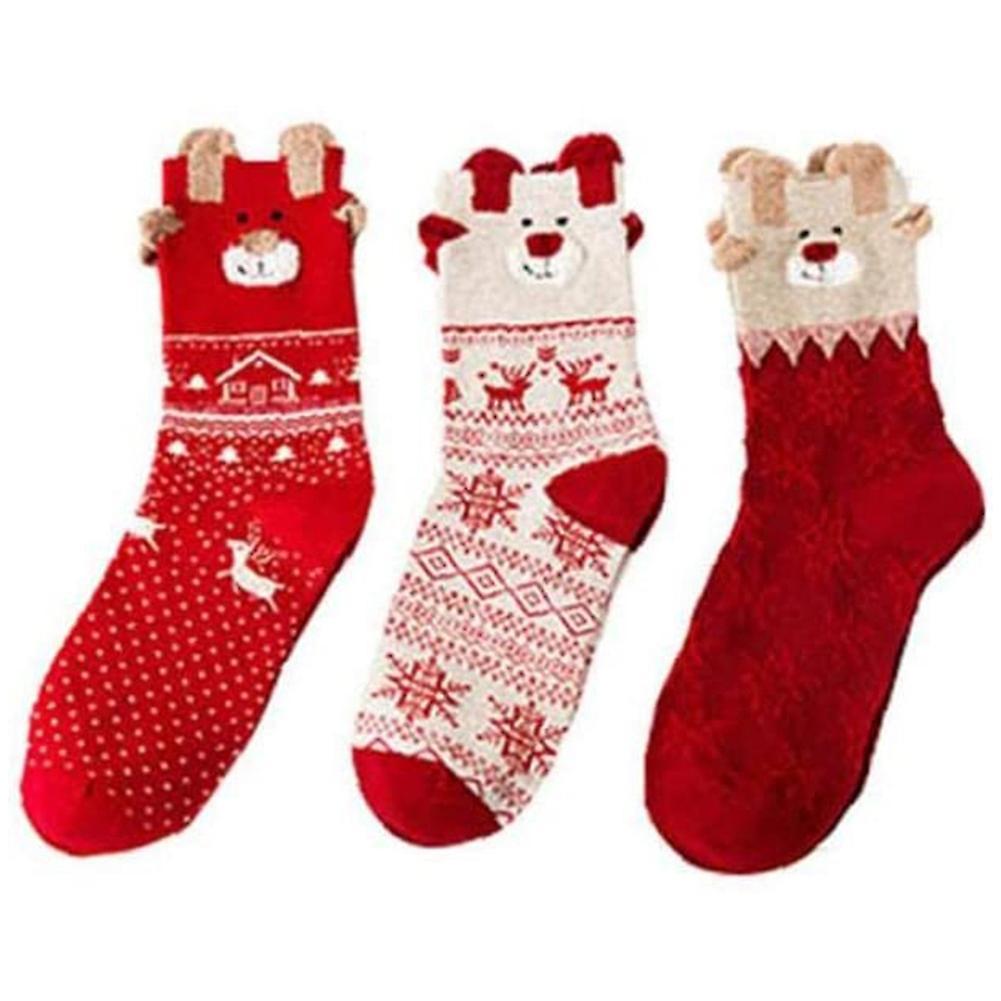 3 Pairs Floor Socks Coral Fleece Socks C