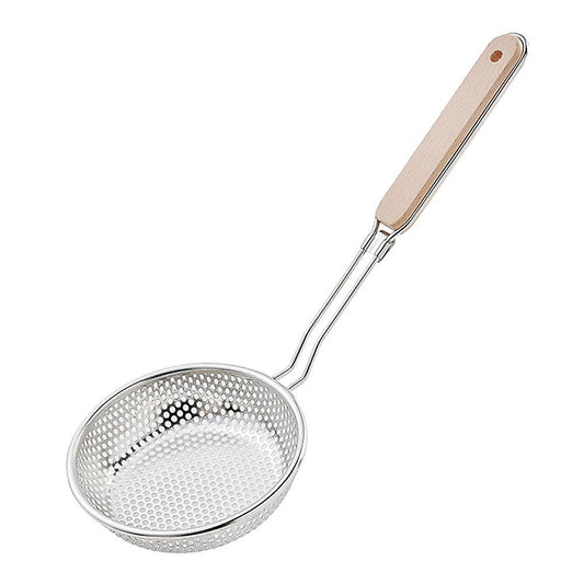 Stainless Steel Heavy-duty Wooden Handle Deep-fried Filter Colander B