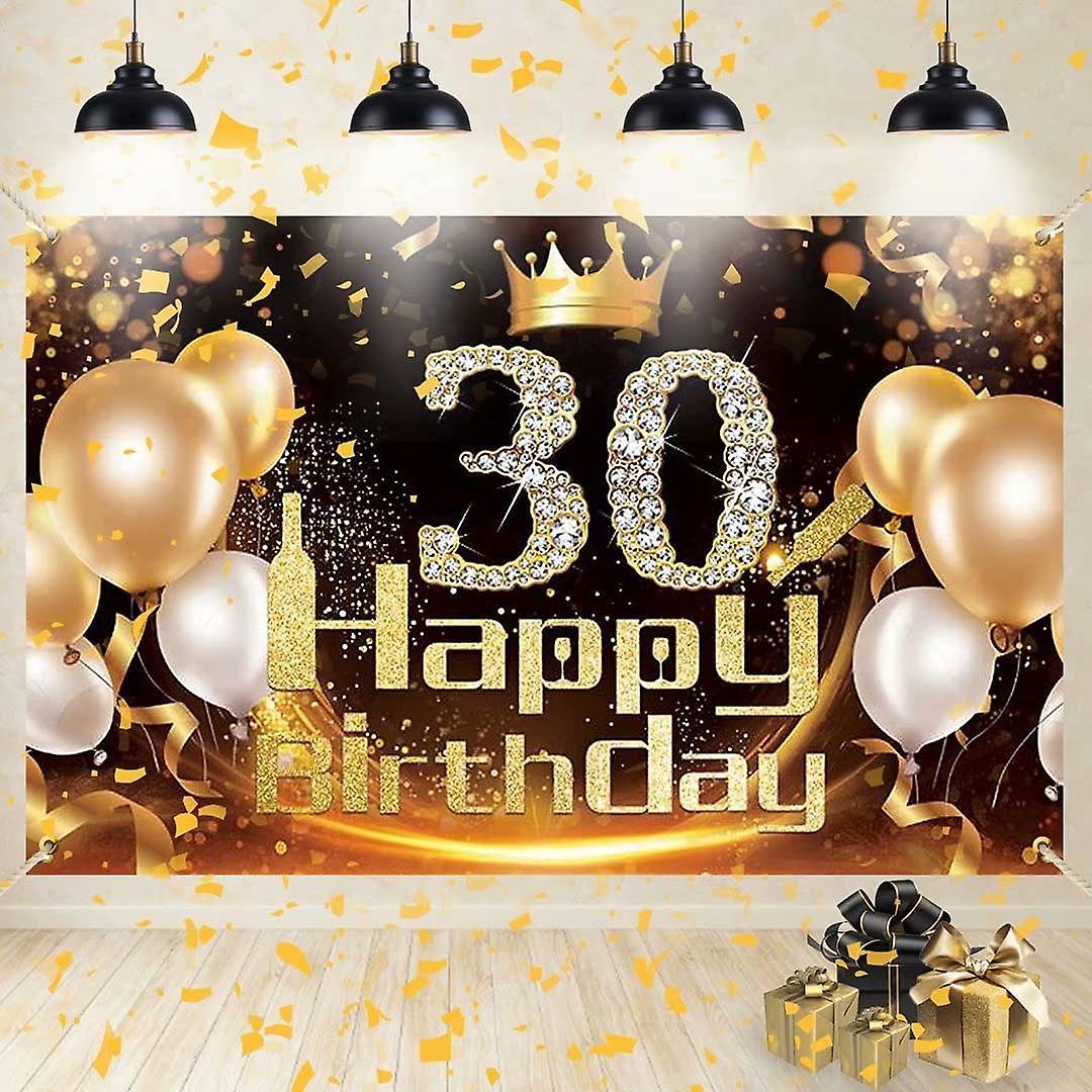 Black Gold Banner 30th Birthday Decoration Girl Birthday Background