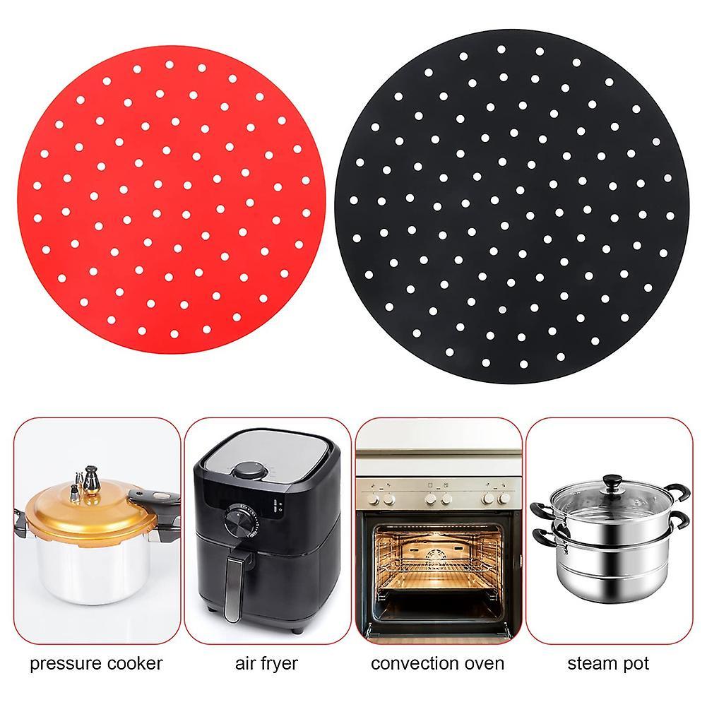 2 Pieces Of Silicone Air Fryer Liner 9 Inch 8 Inch Red Pan Liner
