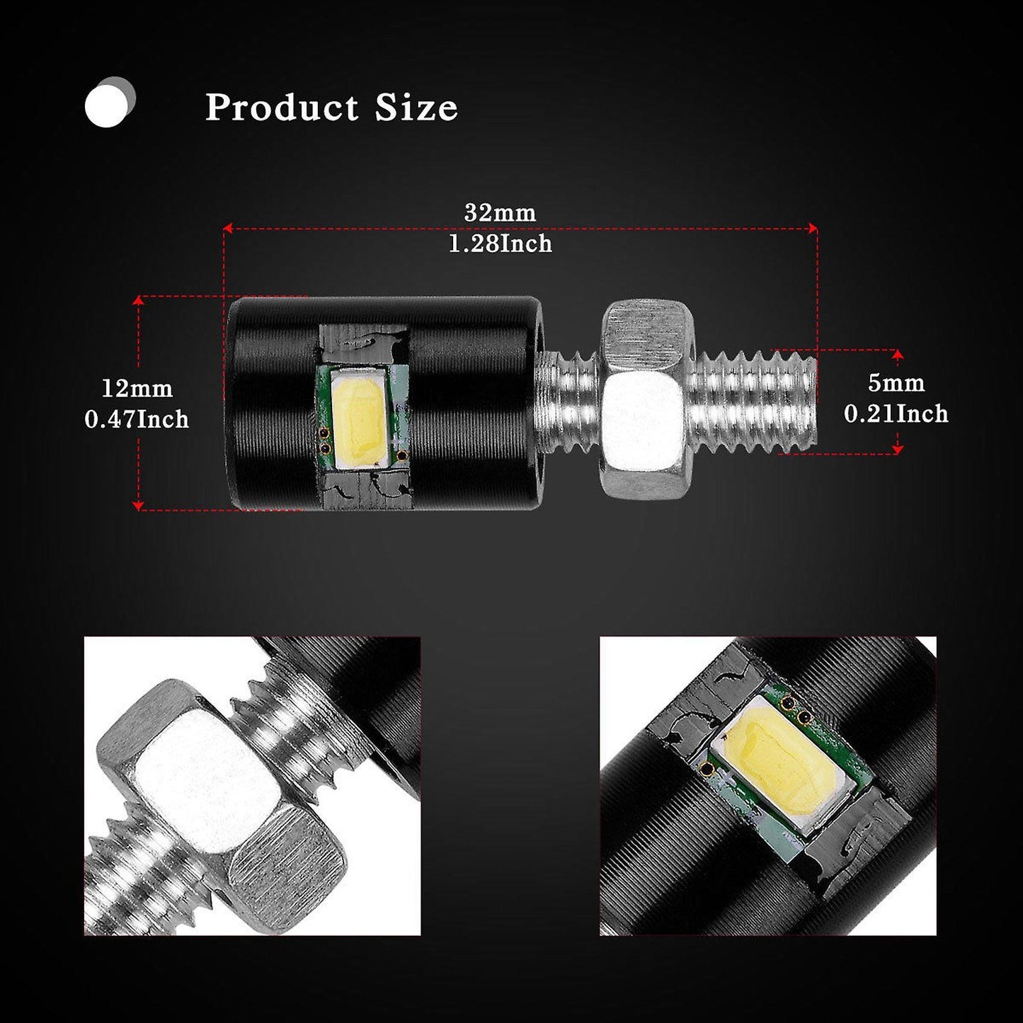 4x Universal White Motorcycle Screw Smd Led Car License Plate Light