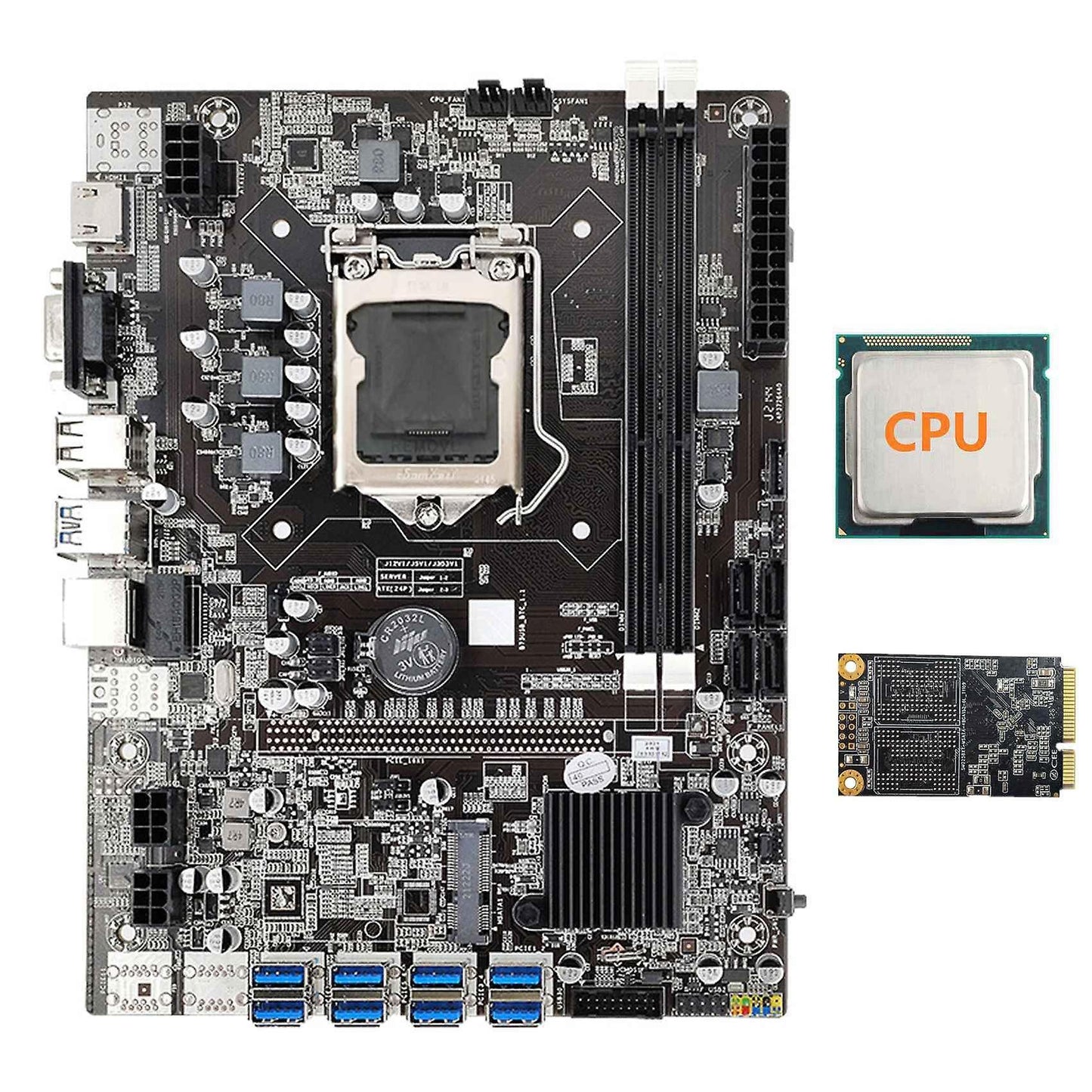 B75 Eth Mining Motherboard+cpu+128g Msata Ssd Lga1155 8xpcie