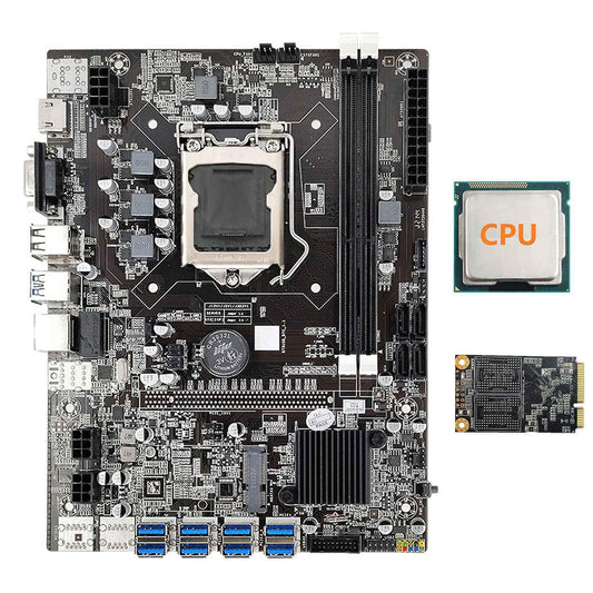 B75 Eth Mining Motherboard+cpu+128g Msata Ssd Lga1155 8xpcie