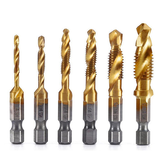 Drill Tap Bit, 6 Pack Combination Drill Tap Bit Set Screw Tapping Sae