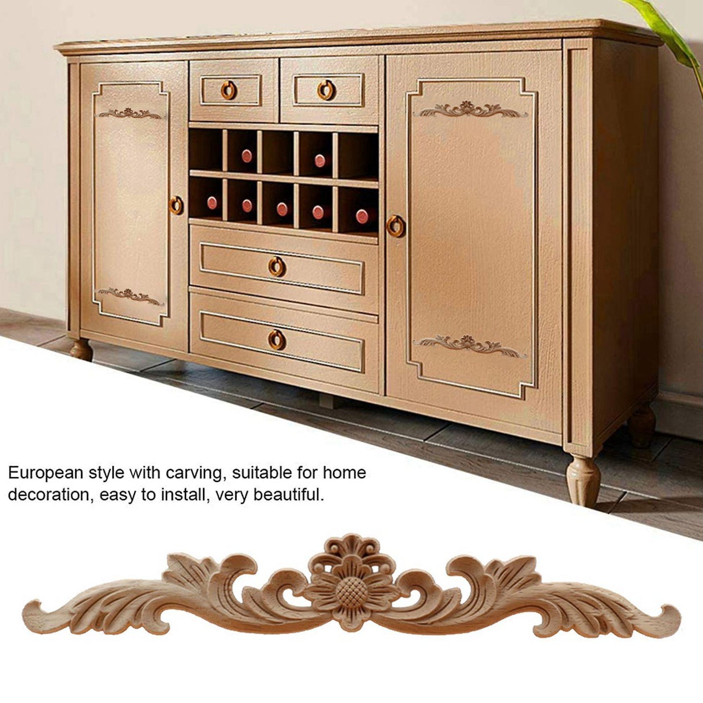 8pcs Wood Appliques and Onlays, Unpainted Diy Decorative Wood