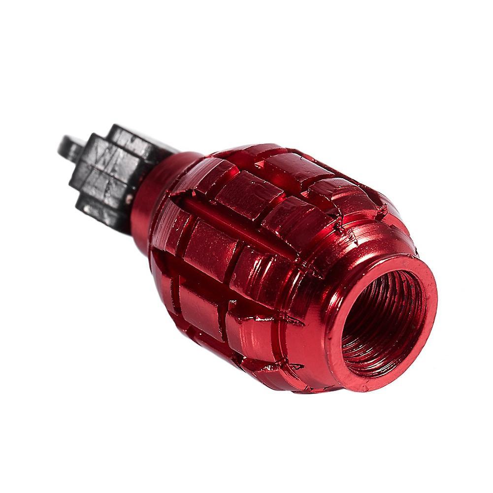 2pcs Grenade Alloy Valve Caps Dust Covers Bike Bicycle (red)