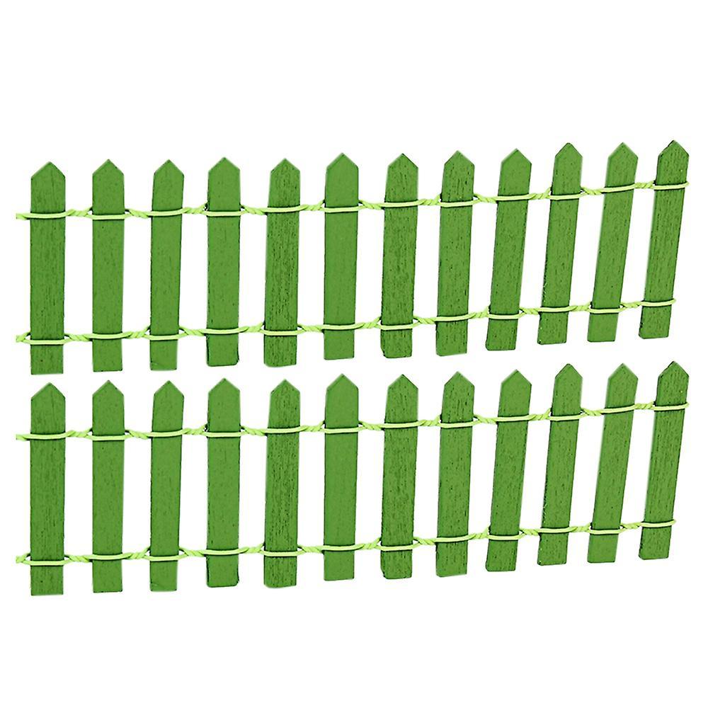 2pcs Wooden Fencing Wood Barrier Diy Mini Landscape Fairy Green
