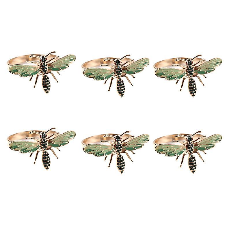 6pcs Napkin Buckle Alloy Green Insect Dragonfly Napkin Ring
