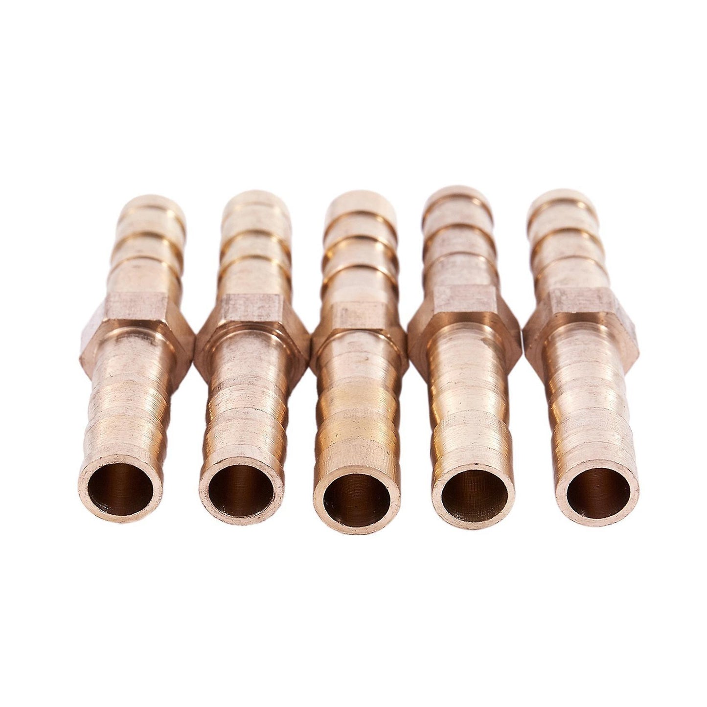 10 Pcs Gold Tone Brass Straight Hose Connector Joiner