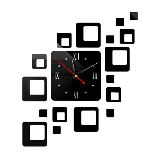 Removable Modern 3d Acrylic Mirror Wall Clock Home Decor - Black