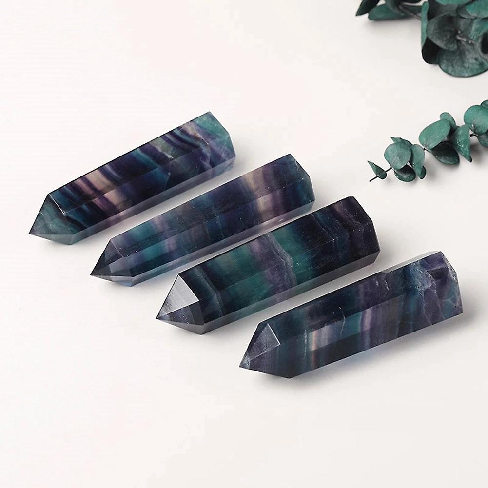 Natural Fluorite Crystal Tower Hexagonal Faceted Prism Figurine 6-7cm