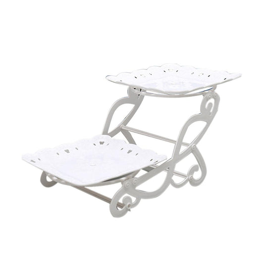 2 Tier Cake Dessert Holder Cupcake Pastry Biscuit Tray B Square