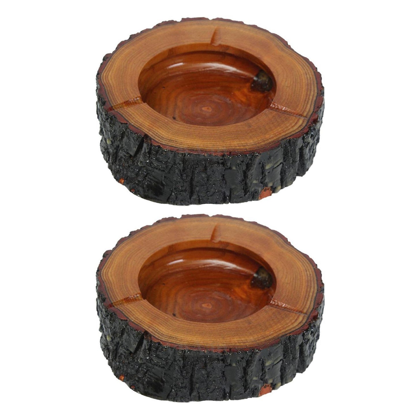 Bois Brun Rond Fumee Cendrier Tabac Porte-cendre De Cigarette 9-10cm