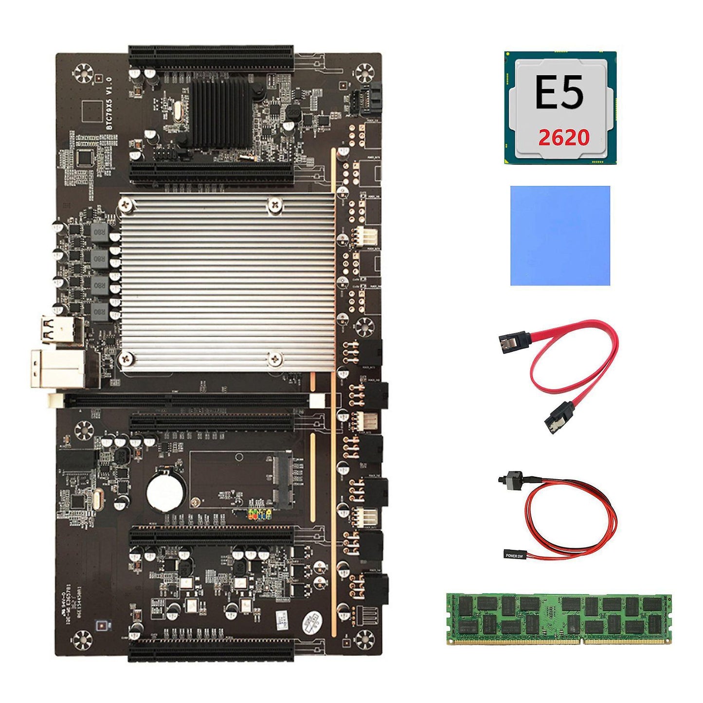 X79 Btc Mining Motherboard H61+e5 2630 Cpu+recc 4g Ddr3 Ram