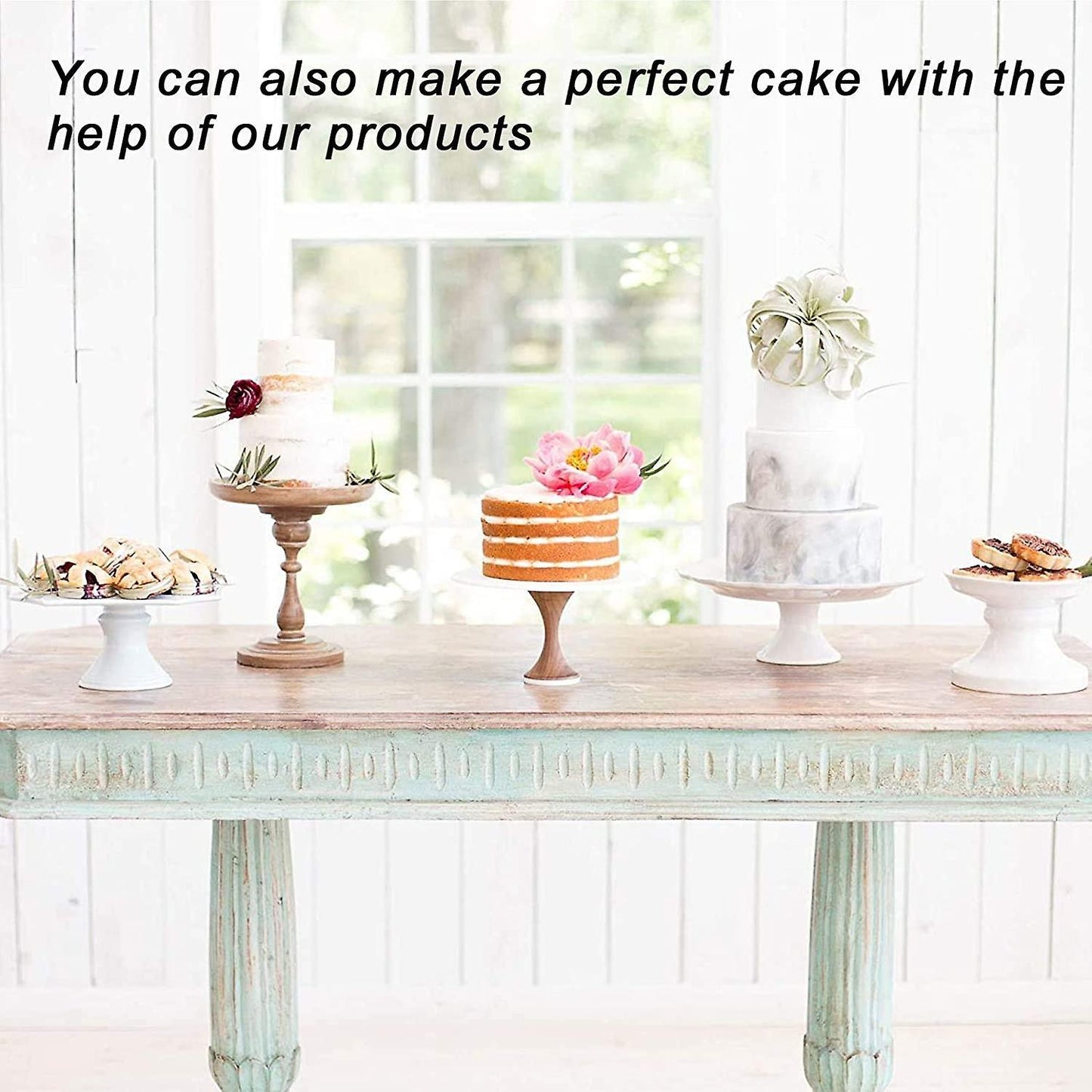 Round Acrylic Cake Disc Set with Square Scraper for Baked Goods