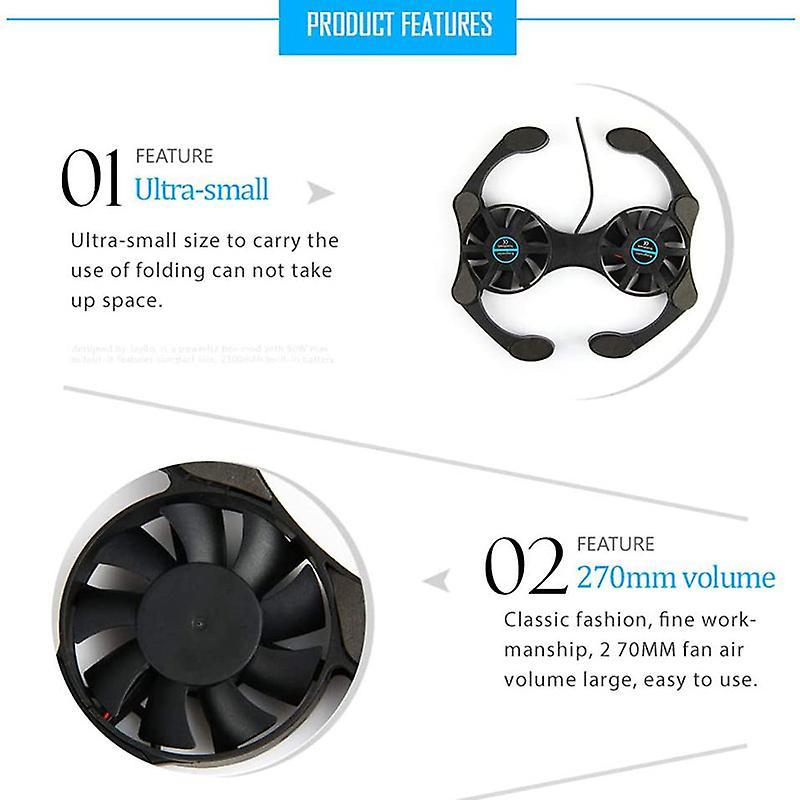 Laptop Cooling Base, Easy to Carry,with 2 Silent Fans and Usb Port
