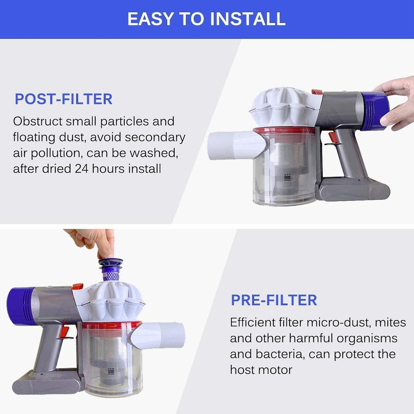 Filter for Dyson Dc58 Dc59 Dc61 Dc62 V7 V8, Pre and Post Filter