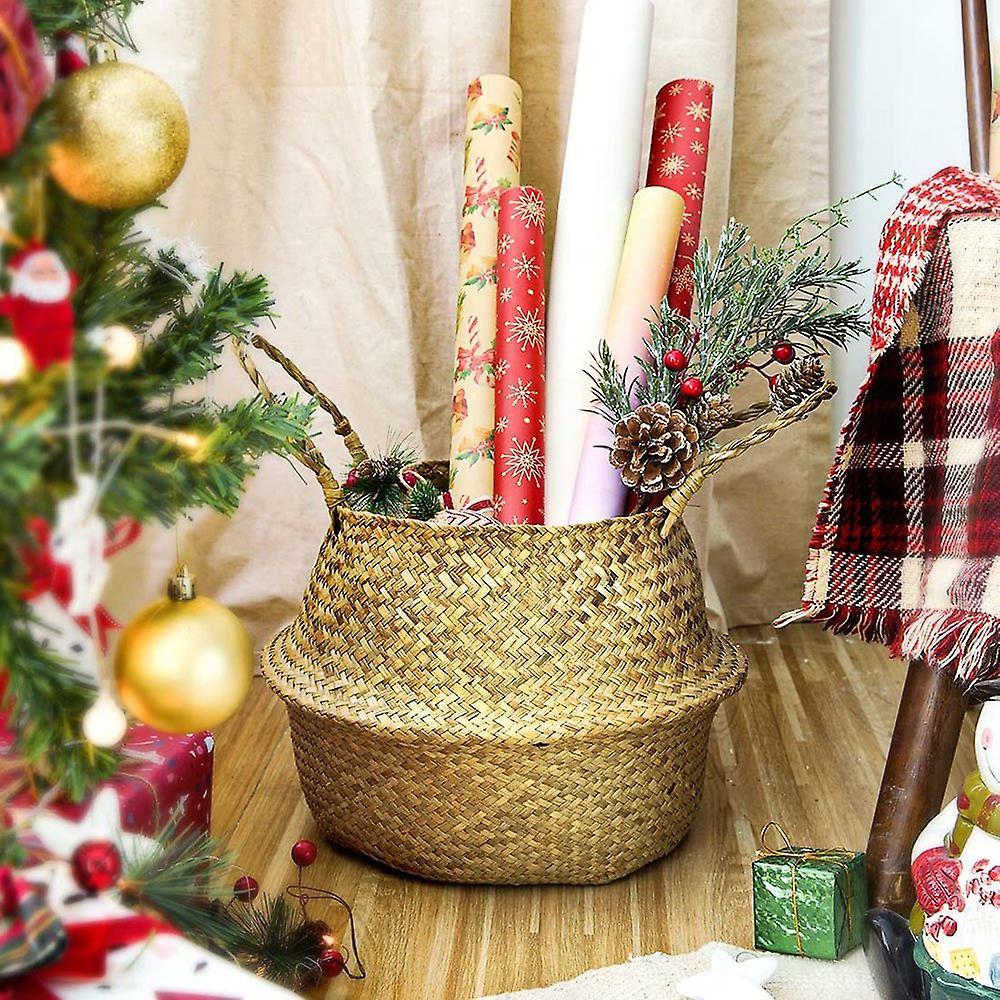 Plant Basket with Liner, Woven Seagrass Belly Baskets