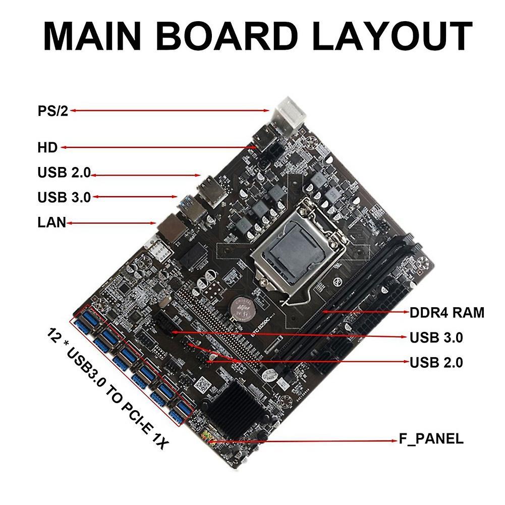 B250c Btc Mining Motherboard+ddr4 4g 2666mhz Memory 12xpcie