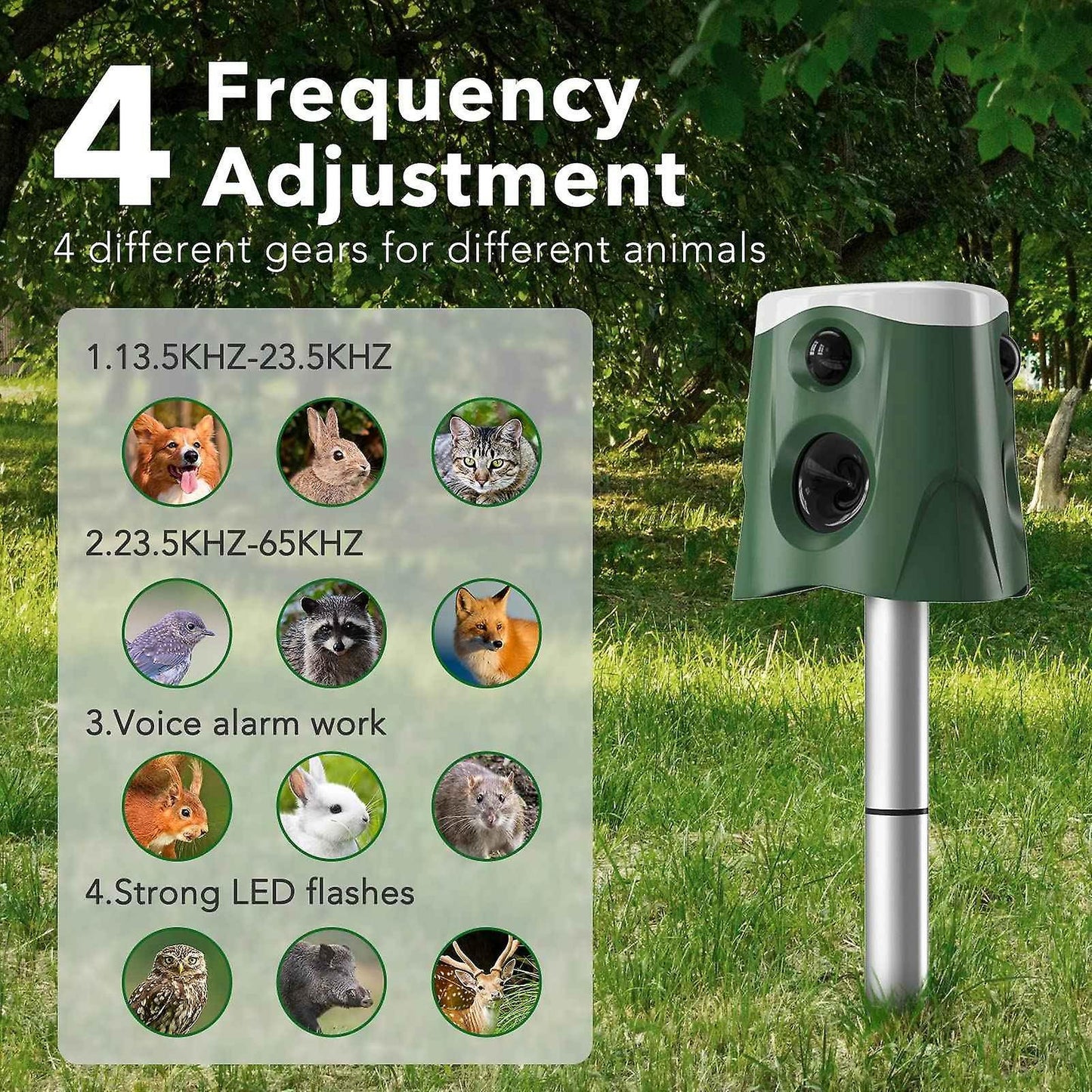 Solar Animal Repeller, Animal Deterrent with Motion Sensor and Lights