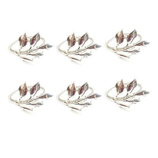 6pcs Fall Leaves Napkin Rings Christening Metal Wedding Gifts Party B