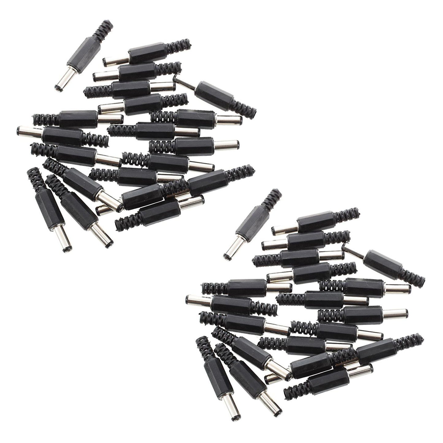 20 Pcs Black 2.5mm X 5.5mm Dc Power Male Plug Jack Adapter
