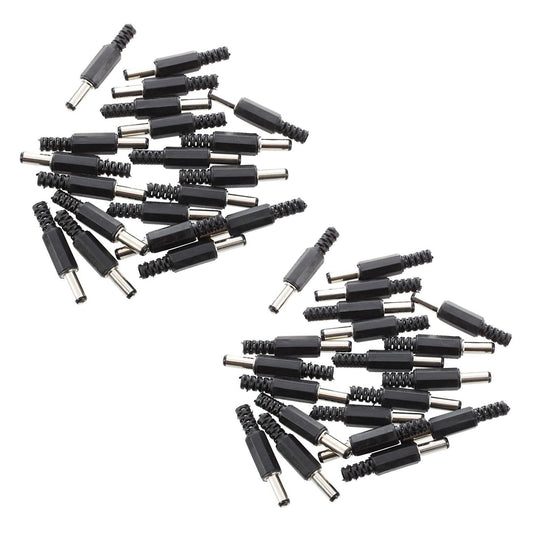 20 Pcs Black 2.5mm X 5.5mm Dc Power Male Plug Jack Adapter