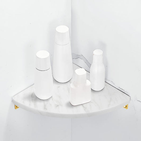 1pcs Marble Aluminum Triple-cornered Shelf Bathroom Shelf White
