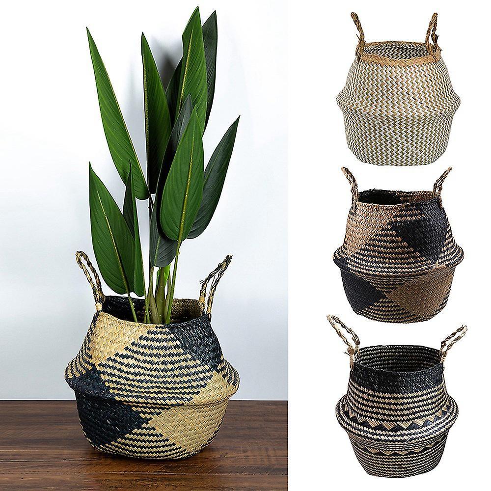 Rattan Woven Flower Basket Seagrass Storage Basket Home Decoration 3