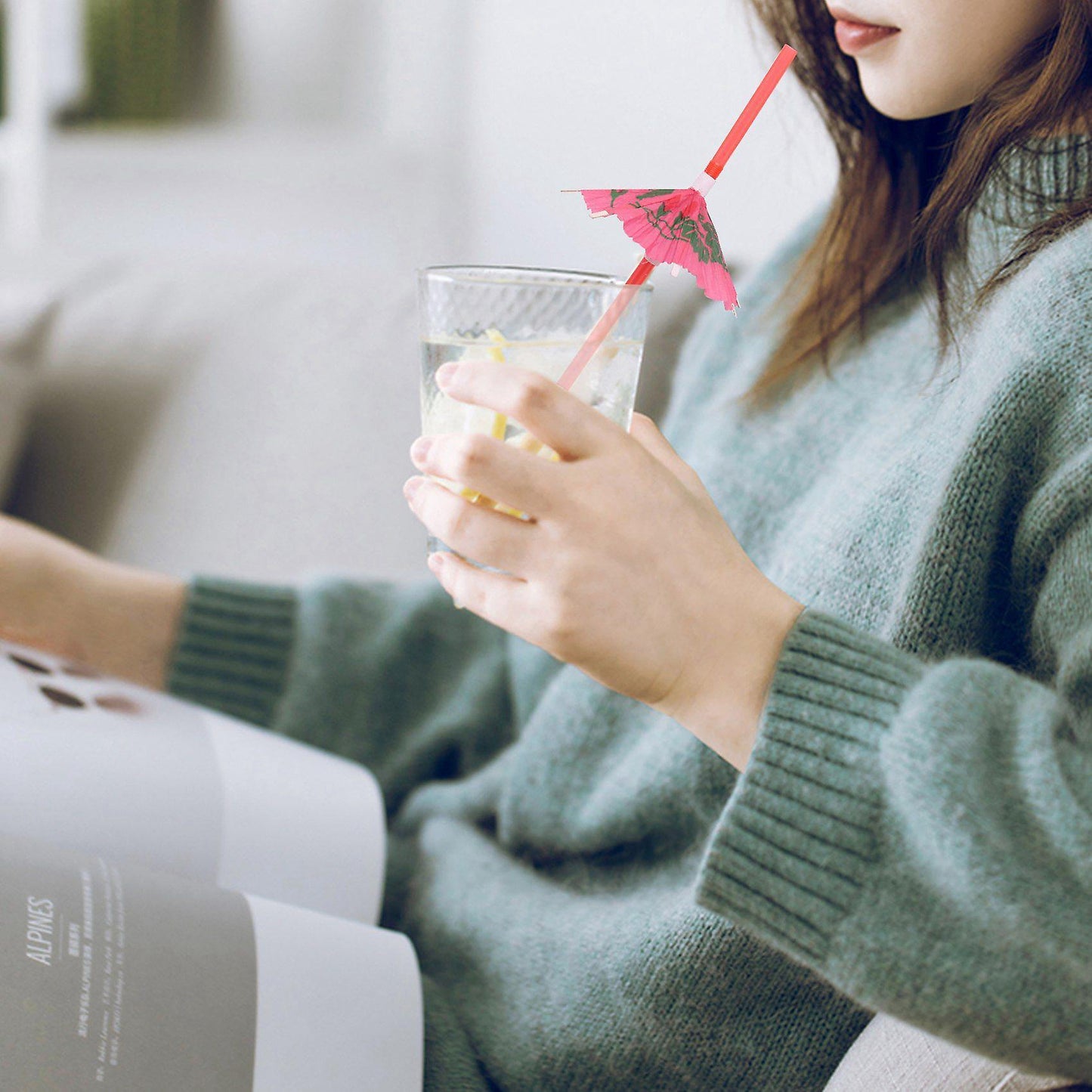 100 Umbrella Parasol Drinking Straws, Hawaiian Beach Cocktail Luau