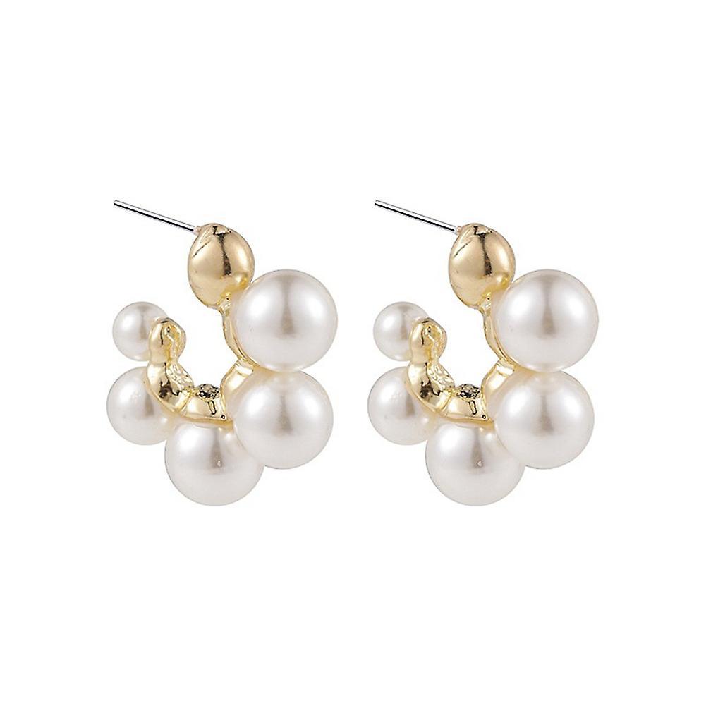 Korea C Shape Imitation Pearl Metal Stud for Women Party Jewelry