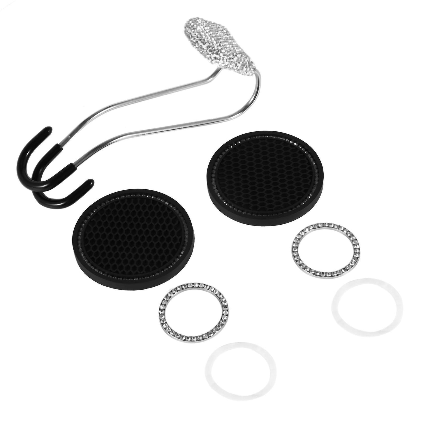 1pcs Car Hook 2pcs Cup Coasters 2pcs Bling Engine Button Rings Bling