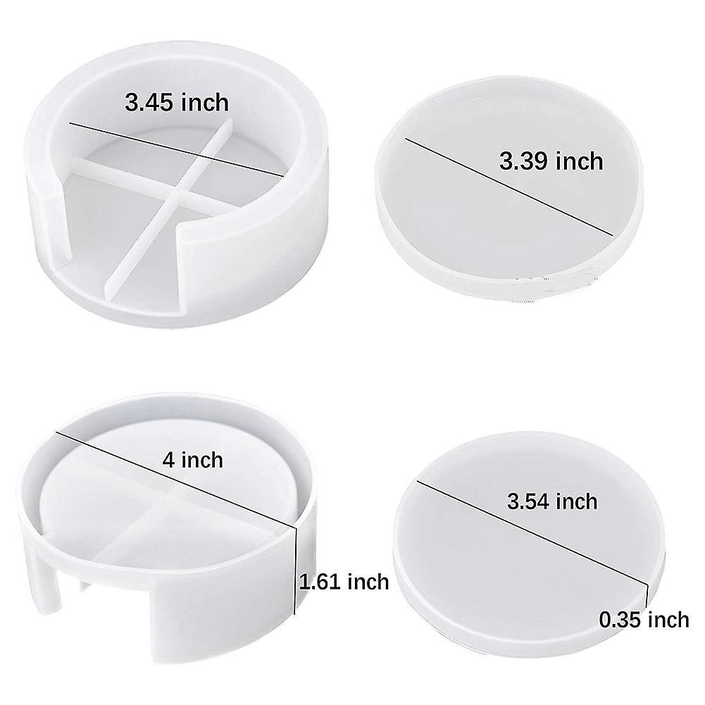 4pcs Resin Coaster Mold with Coaster Storage Mold for Resin Casting
