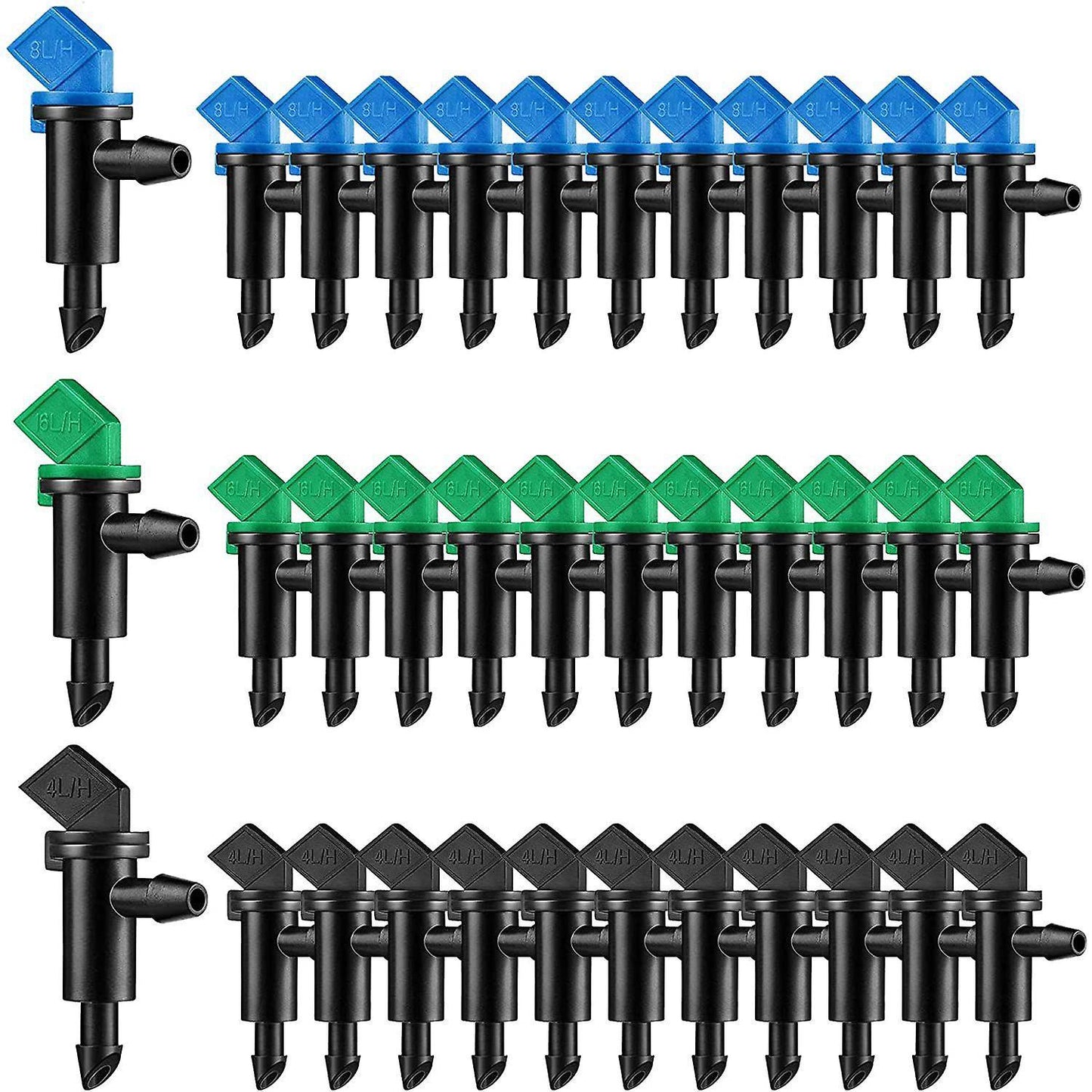 90pcs Drip Emitter,garden Flag Irrigation Drippers In 3 Sizes,1 Gph