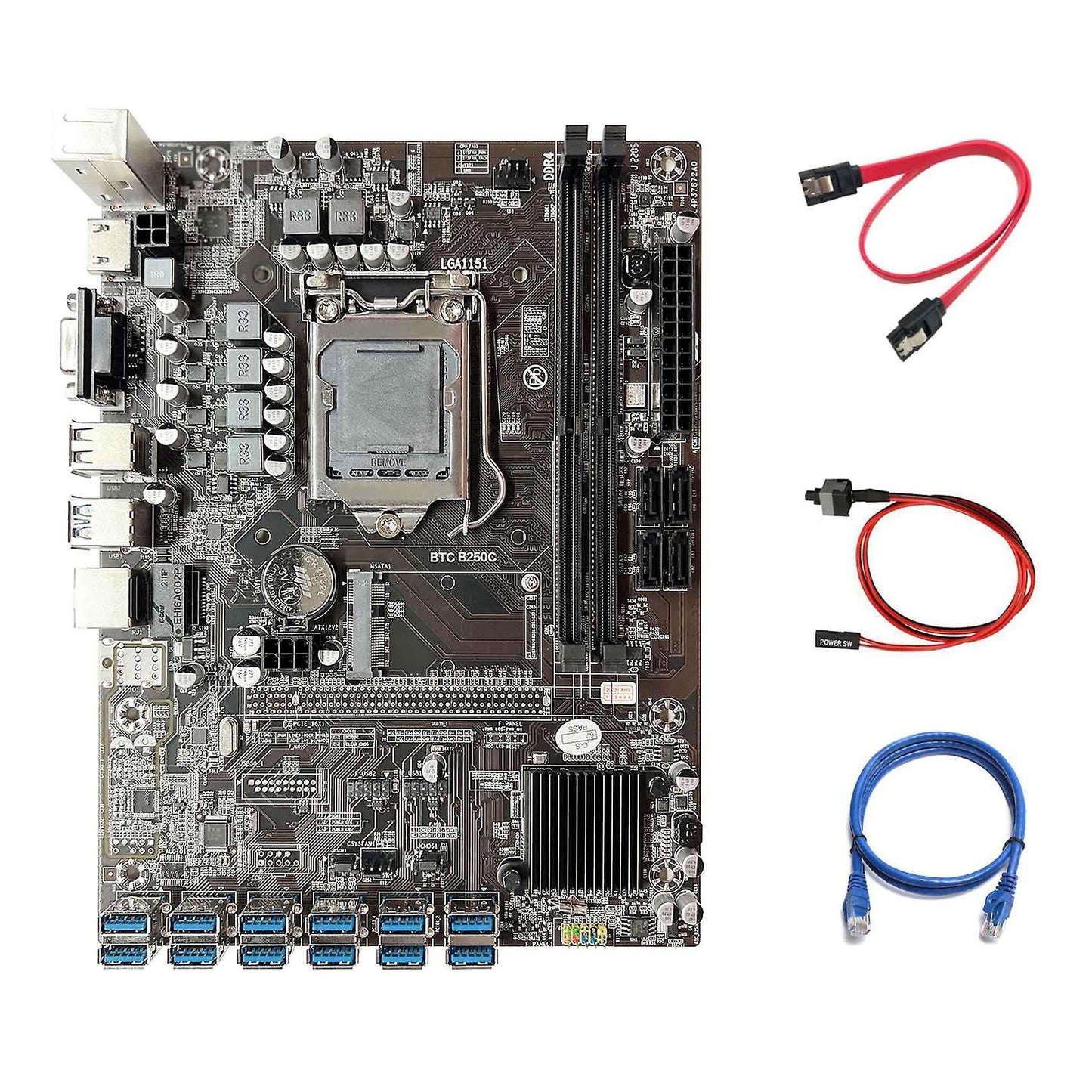 B250c Miner Motherboard+sata Cable+switch Cable+rj45 Network Cable