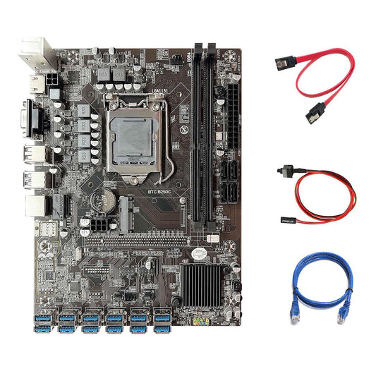 B250c Miner Motherboard+sata Cable+switch Cable+rj45 Network Cable