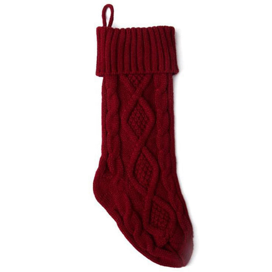Christmas Stocking Knitted Wool Home Decoration, Red