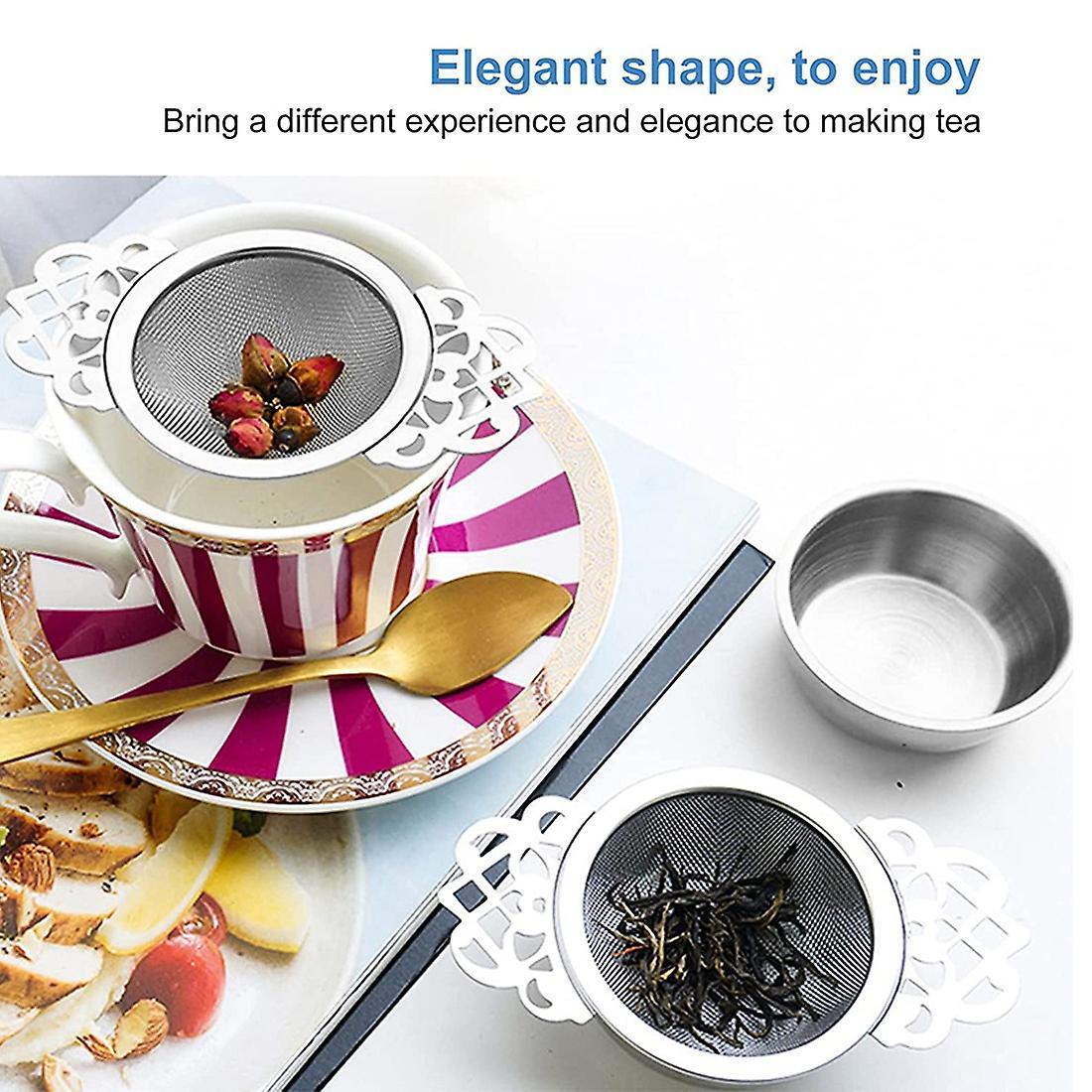 2pcs Stainless Steel Ultra Fine Mesh Tea Strainers with Handles