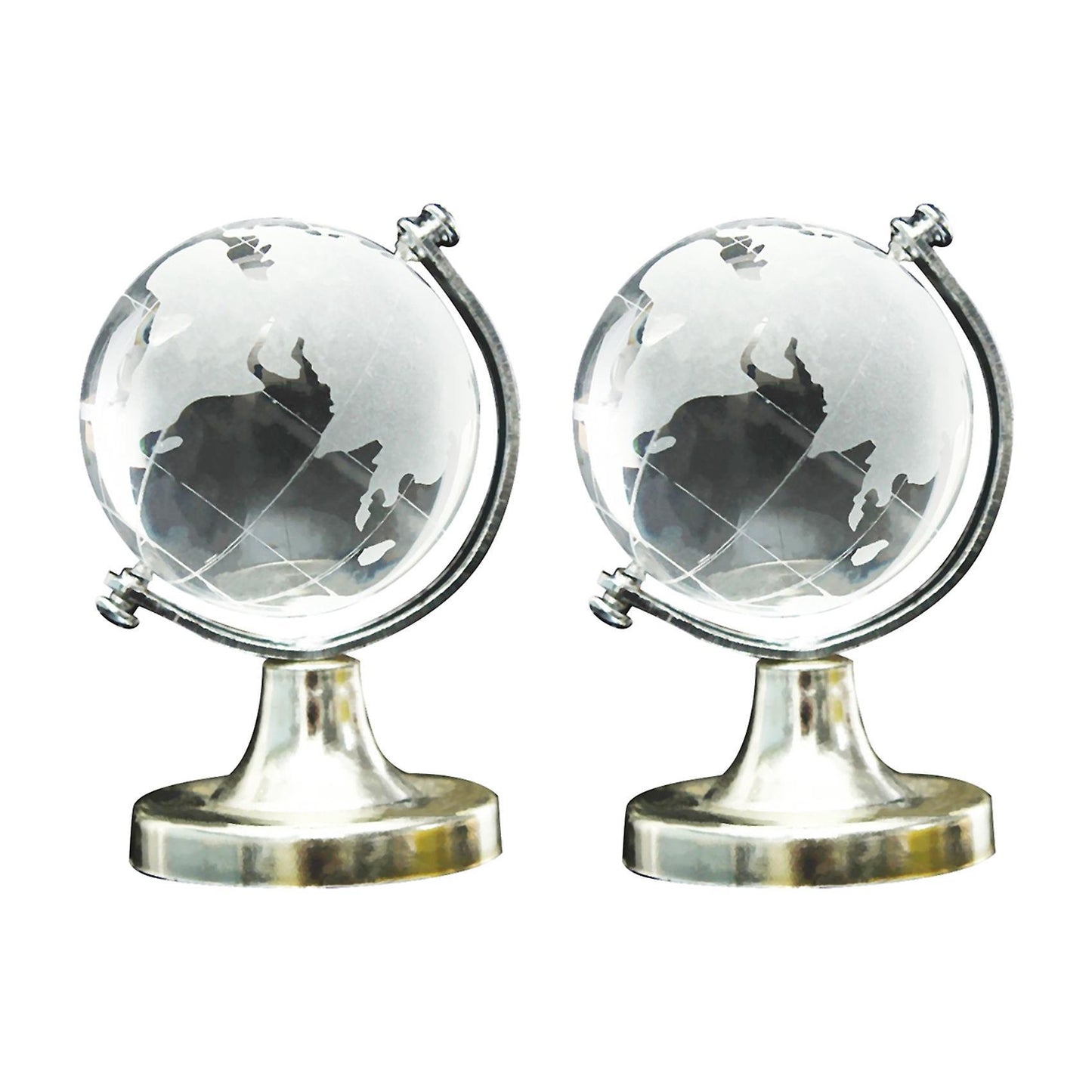Crystal Glass Frosted World Globe Stand Paperweight Home Decorate