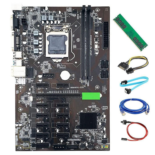 B250 Btc Mining Motherboard Kit Lga1151 Support 12 Pci-e16x Graphics